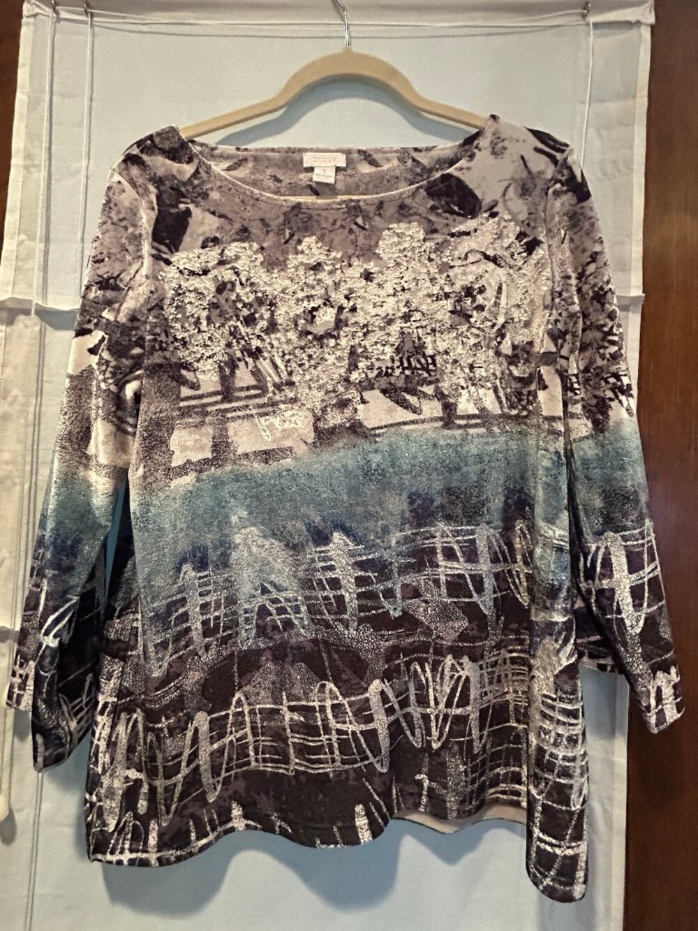 Chicos Velvet / Velour Long Sleeve Top Size 1